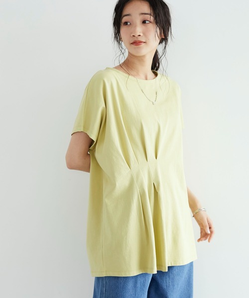 CRAFT STANDARD BOUTIQUE(クラフトスタンダードブティック)の「なめらかアシンメトリーチュニック *◆(Tシャツ/カットソー・レディース・ブラック/オフホワイト/カーキ/イエロー・FREE)」の1枚目の写真