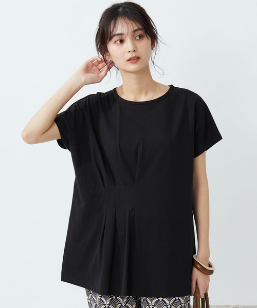 CRAFT STANDARD BOUTIQUE(クラフトスタンダードブティック)の「なめらかアシンメトリーチュニック *◆(Tシャツ/カットソー・レディース・ブラック/オフホワイト/カーキ/イエロー・FREE)」の3枚目の写真