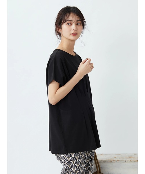 CRAFT STANDARD BOUTIQUE(クラフトスタンダードブティック)の「なめらかアシンメトリーチュニック *◆(Tシャツ/カットソー・レディース・ブラック/オフホワイト/カーキ/イエロー・FREE)」の6枚目の写真