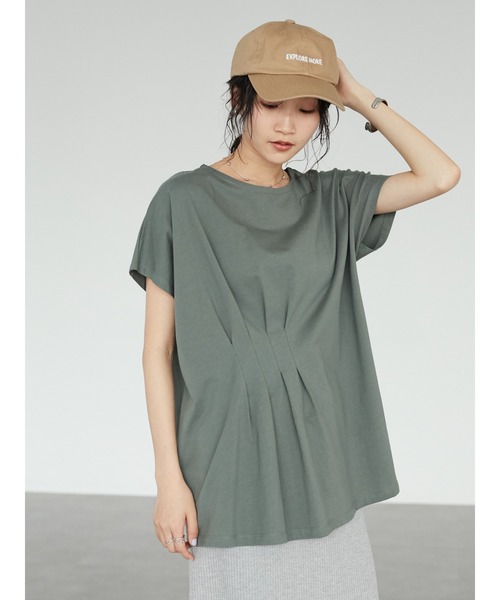 CRAFT STANDARD BOUTIQUE(クラフトスタンダードブティック)の「なめらかアシンメトリーチュニック *◆(Tシャツ/カットソー・レディース・ブラック/オフホワイト/カーキ/イエロー・FREE)」の13枚目の写真