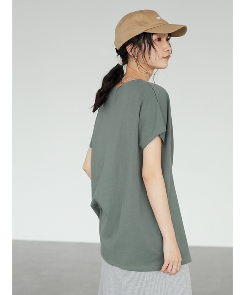 CRAFT STANDARD BOUTIQUE(クラフトスタンダードブティック)の「なめらかアシンメトリーチュニック *◆(Tシャツ/カットソー・レディース・ブラック/オフホワイト/カーキ/イエロー・FREE)」の14枚目の写真