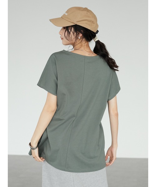 CRAFT STANDARD BOUTIQUE(クラフトスタンダードブティック)の「なめらかアシンメトリーチュニック *◆(Tシャツ/カットソー・レディース・ブラック/オフホワイト/カーキ/イエロー・FREE)」の15枚目の写真