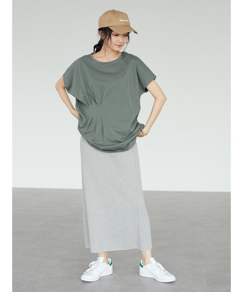 CRAFT STANDARD BOUTIQUE(クラフトスタンダードブティック)の「なめらかアシンメトリーチュニック *◆(Tシャツ/カットソー・レディース・ブラック/オフホワイト/カーキ/イエロー・FREE)」の18枚目の写真