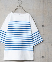 【13】ヘビーウェイトパネル切り替え半袖ボーダーTシャツ