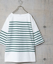 【13】ヘビーウェイトパネル切り替え半袖ボーダーTシャツ