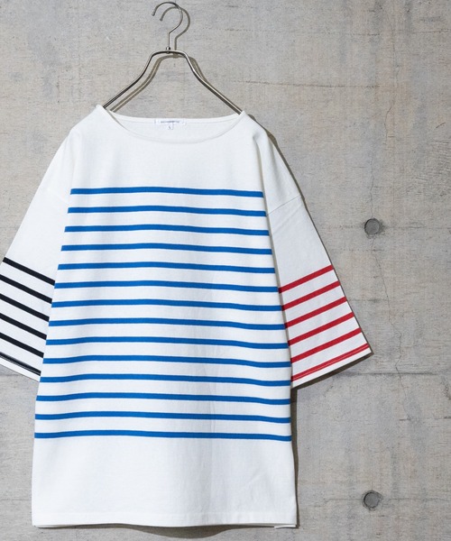 JOHN'S CLOSET（ジョンズクローゼット）の「【13】ヘビーウェイトパネル切り替え半袖ボーダーTシャツ（Tシャツ/カットソー・メンズ・グリーン/その他2/レッド/ブラック/ブルー/その他・LARGE/MEDIUM）」の6枚目の写真