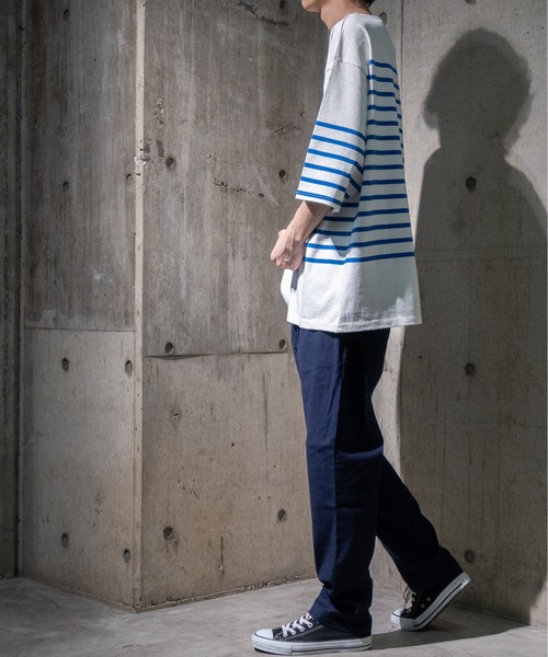 JOHN'S CLOSET（ジョンズクローゼット）の「【13】ヘビーウェイトパネル切り替え半袖ボーダーTシャツ（Tシャツ/カットソー・メンズ・グリーン/その他2/レッド/ブラック/ブルー/その他・LARGE/MEDIUM）」の15枚目の写真