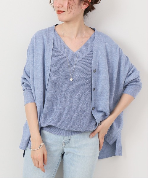 IENA（イエナ）の「Pashaリネンコットン片畦ニットベスト（ベスト・レディース・サックスブルー/グレー系その他/キャメル・FREE）」の20枚目の写真