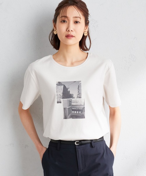 A/C DESIGN BY ALPHA CUBIC(エーシーデザインバイアルファキュービック)の「【接触冷感】フォトプリントTシャツ(Tシャツ/カットソー・レディース・ライトグレー/ブラック/オフホワイト・M/L/LL)」の3枚目の写真