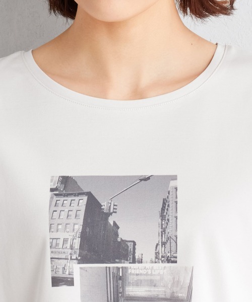 A/C DESIGN BY ALPHA CUBIC(エーシーデザインバイアルファキュービック)の「【接触冷感】フォトプリントTシャツ(Tシャツ/カットソー・レディース・ライトグレー/ブラック/オフホワイト・M/L/LL)」の7枚目の写真