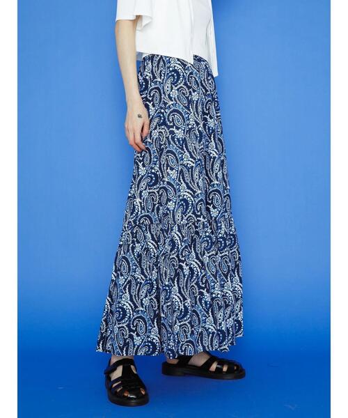 koe（コエ）の「ペーズリー柄ギャザーティアードスカート＊（スカート・レディース・ネイビー/オフホワイト・FREE）」の4枚目の写真