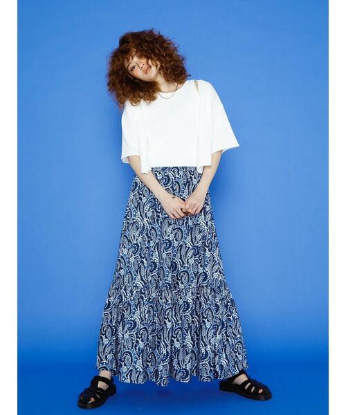 koe（コエ）の「ペーズリー柄ギャザーティアードスカート＊（スカート・レディース・ネイビー/オフホワイト・FREE）」の8枚目の写真