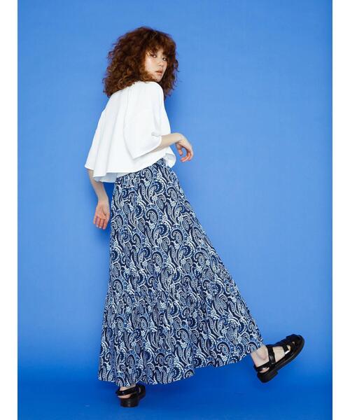 koe（コエ）の「ペーズリー柄ギャザーティアードスカート＊（スカート・レディース・ネイビー/オフホワイト・FREE）」の9枚目の写真