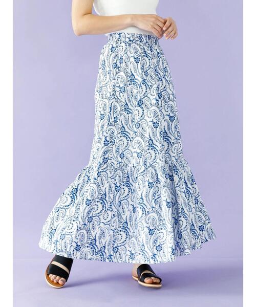 koe（コエ）の「ペーズリー柄ギャザーティアードスカート＊（スカート・レディース・ネイビー/オフホワイト・FREE）」の12枚目の写真