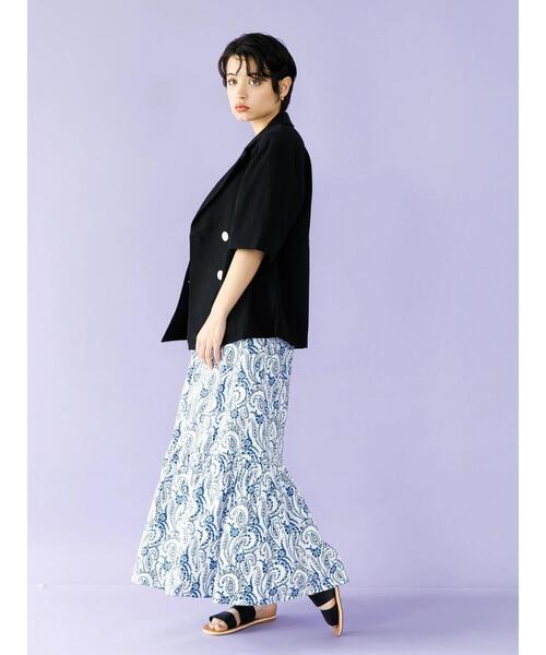 koe（コエ）の「ペーズリー柄ギャザーティアードスカート＊（スカート・レディース・ネイビー/オフホワイト・FREE）」の15枚目の写真