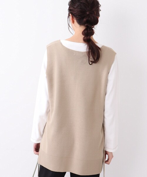 DRESKIP（ドレスキップ）の「◆【再入荷／洗える／プチプラ】Vネック脇リボンニットベスト（ベスト・レディース・グリーン/オフホワイト/ブラック/サンドベージュ/オレンジ/ダークブラウン・00）」の20枚目の写真