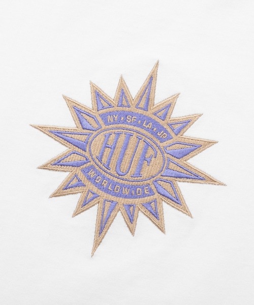 HUF(ハフ)の「NEW SUN CREW / HUF Tシャツ アップリケ(Tシャツ/カットソー・メンズ・ブラック/ホワイト/ダークグリーン・SMALL/MEDIUM/LARGE/X-LARGE/XX-LARGE)」の4枚目の写真