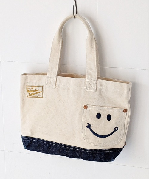 TOSSDICE / BamBooks the Heritage（トスダイス／バンブックスザヘリテイジ）の「【 TOSSDICE / トスダイス 】 TD SMILE - EMBROIDERED TO-TO / スマイル エンブロイダード トート（トートバッグ・レディース・ホワイト×ブルー/ホワイト×レッド/ホワイト・FREE）」の14枚目の写真
