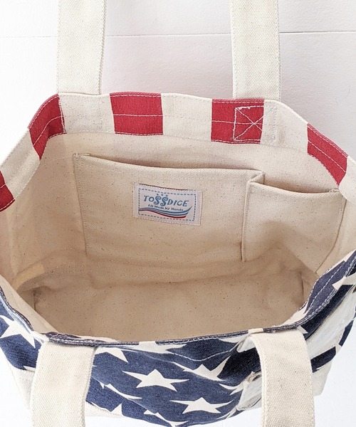 TOSSDICE / BamBooks the Heritage（トスダイス／バンブックスザヘリテイジ）の「【 TOSSDICE / トスダイス 】 TD SMILE - EMBROIDERED TO-TO / スマイル エンブロイダード トート（トートバッグ・レディース・ホワイト×ブルー/ホワイト×レッド/ホワイト・FREE）」の18枚目の写真