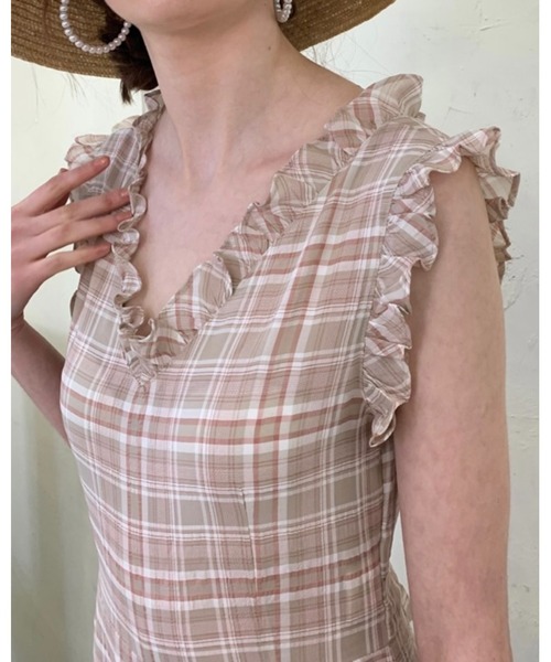 epine(エピヌ)の「double frill check rompers(つなぎ/オールインワン・レディース・ブラック/ピンク・FREE)」の18枚目の写真