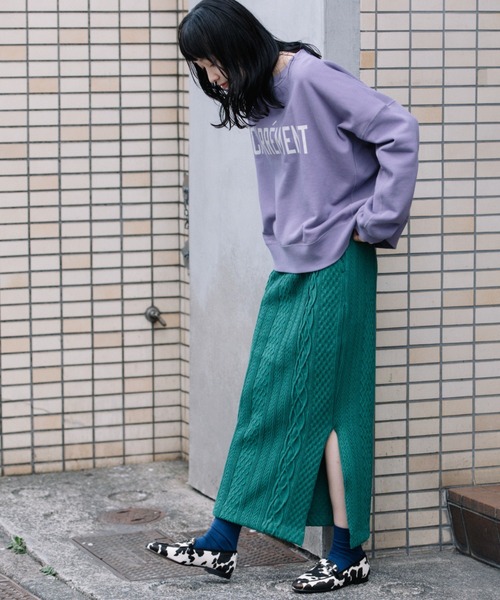 Munich(ミューニック)の「16/2ケーブルジャガードタイトスカート(スカート・レディース・アイボリー/グリーン/ネイビー・S/M)」の18枚目の写真