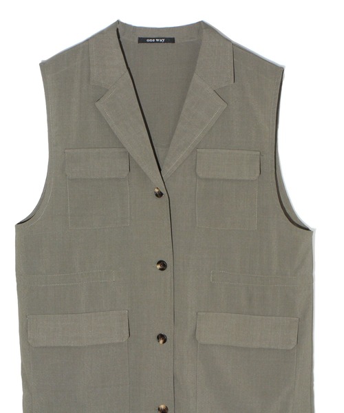 one way(ワンウェイ)の「ミリタリーシャツベスト/セットアップ対応(ベスト・レディース・ライトブルー/ブラック/ダークグリーン・FREE)」の4枚目の写真