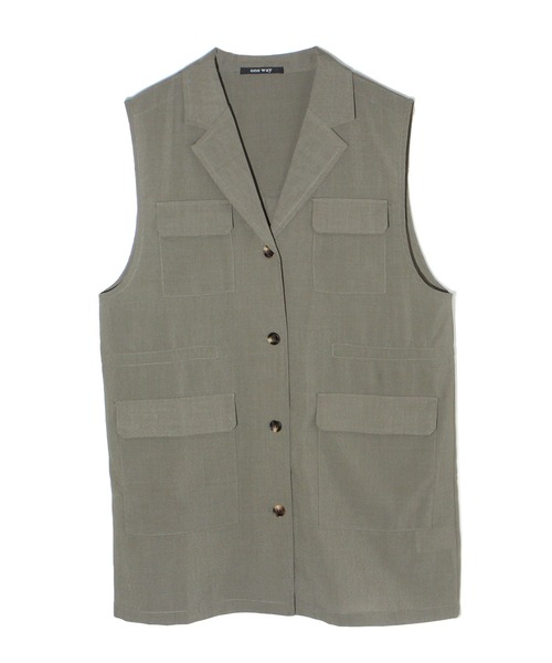 one way(ワンウェイ)の「ミリタリーシャツベスト/セットアップ対応(ベスト・レディース・ライトブルー/ブラック/ダークグリーン・FREE)」の20枚目の写真