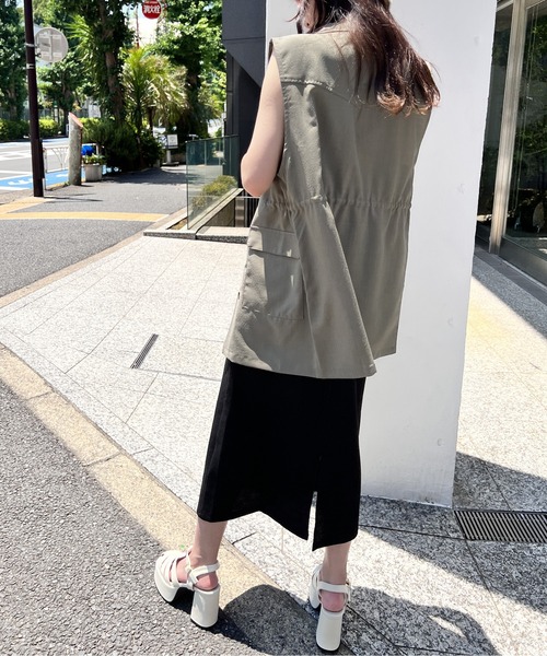 one way(ワンウェイ)の「ミリタリーシャツベスト/セットアップ対応(ベスト・レディース・ライトブルー/ブラック/ダークグリーン・FREE)」の10枚目の写真