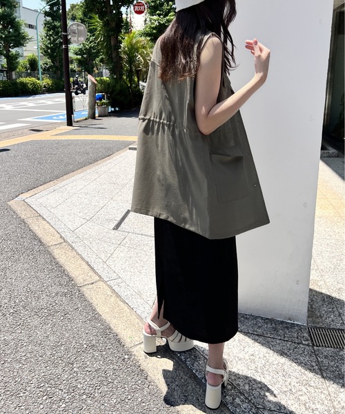 one way(ワンウェイ)の「ミリタリーシャツベスト/セットアップ対応(ベスト・レディース・ライトブルー/ブラック/ダークグリーン・FREE)」の9枚目の写真