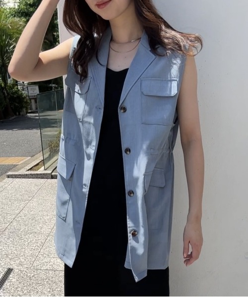 one way(ワンウェイ)の「ミリタリーシャツベスト/セットアップ対応(ベスト・レディース・ライトブルー/ブラック/ダークグリーン・FREE)」の18枚目の写真