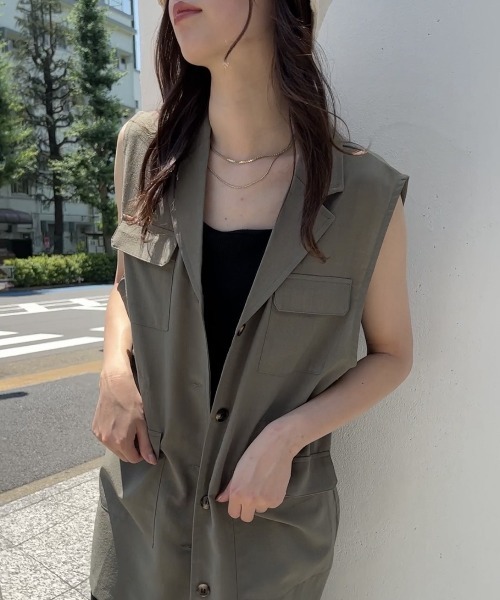 one way(ワンウェイ)の「ミリタリーシャツベスト/セットアップ対応(ベスト・レディース・ライトブルー/ブラック/ダークグリーン・FREE)」の12枚目の写真