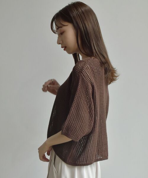 RETRO GIRL（レトロガール）の「ニットメッシュカーデ（ニット/セーター・レディース・ブラウン/オフホワイト/オレンジ/グリーン・FREE）」の17枚目の写真