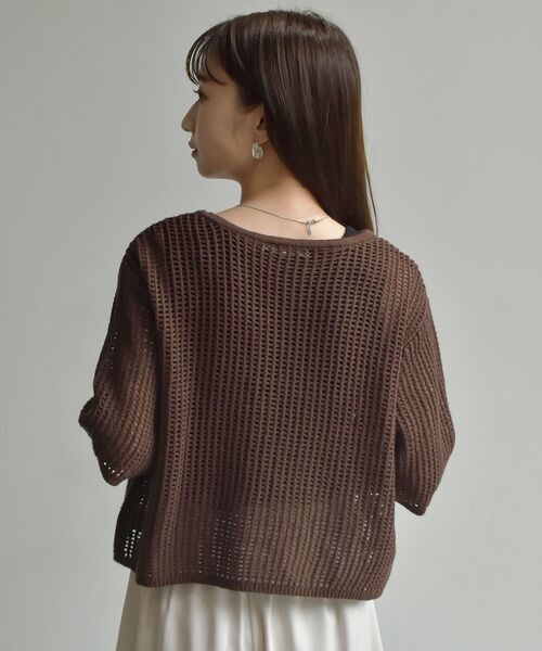 RETRO GIRL（レトロガール）の「ニットメッシュカーデ（ニット/セーター・レディース・ブラウン/オフホワイト/オレンジ/グリーン・FREE）」の16枚目の写真