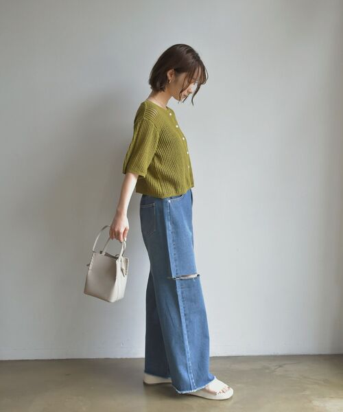 RETRO GIRL（レトロガール）の「ニットメッシュカーデ（ニット/セーター・レディース・ブラウン/オフホワイト/オレンジ/グリーン・FREE）」の13枚目の写真