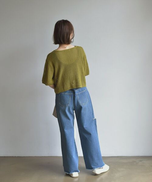 RETRO GIRL（レトロガール）の「ニットメッシュカーデ（ニット/セーター・レディース・ブラウン/オフホワイト/オレンジ/グリーン・FREE）」の12枚目の写真