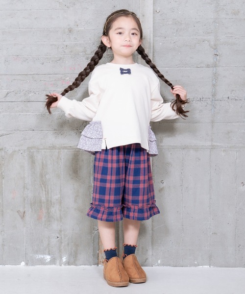 RAGMART(ラグマート)の「チェックキュロットパンツ(スカート・キッズ・ネイビー/オレンジ・80cm/90cm/95cm)」の4枚目の写真