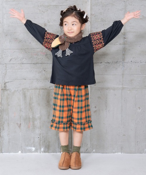 RAGMART(ラグマート)の「チェックキュロットパンツ(スカート・キッズ・ネイビー/オレンジ・80cm/90cm/95cm)」の8枚目の写真