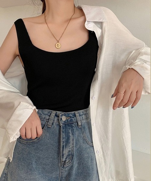 Loco Ocean(ロコオーシャン)の「スクエアネックリブタンクトップ(タンクトップ・レディース・ブルー/Black/Beige/White・F)」の5枚目の写真
