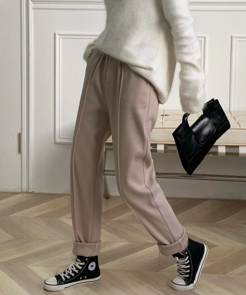 Diosfront（ディオスフロント）の「美脚魅せ！センタープレスカットメルトンパンツ（その他パンツ・レディース・ブラック/ブラウン/アイボリー/ベージュ・M/S/L）」の6枚目の写真