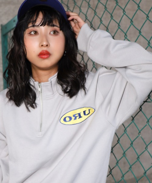 ZIP FIVE(ジップファイブ)の「【ZIP FIVE】【ORU】ワンポイントロゴ ビッグシルエットハーフジップスウェット(スウェット・レディース・ブラック/ネイビー/ブラウン/アイボリー/杢グレー・MEDIUM/LARGE/X-LARGE)」の14枚目の写真
