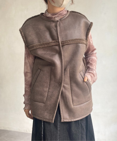 CPCM（シーピーシーエム）の「リバーシブルムートンベスト（ベスト・レディース・ブラック/ブラウン/アイボリー・FREE）」の13枚目の写真