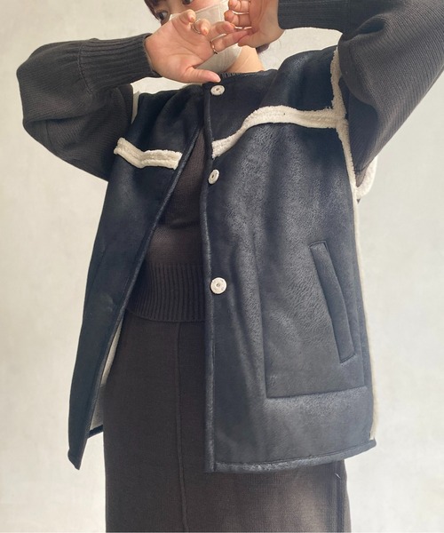 CPCM（シーピーシーエム）の「リバーシブルムートンベスト（ベスト・レディース・ブラック/ブラウン/アイボリー・FREE）」の19枚目の写真