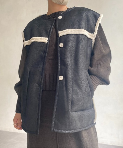 CPCM（シーピーシーエム）の「リバーシブルムートンベスト（ベスト・レディース・ブラック/ブラウン/アイボリー・FREE）」の20枚目の写真