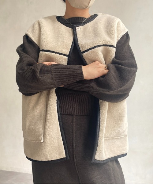 CPCM（シーピーシーエム）の「リバーシブルムートンベスト（ベスト・レディース・ブラック/ブラウン/アイボリー・FREE）」の8枚目の写真