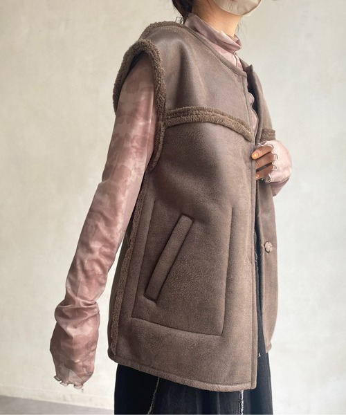 CPCM（シーピーシーエム）の「リバーシブルムートンベスト（ベスト・レディース・ブラック/ブラウン/アイボリー・FREE）」の15枚目の写真