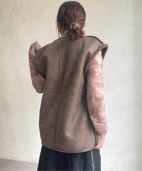 CPCM（シーピーシーエム）の「リバーシブルムートンベスト（ベスト・レディース・ブラック/ブラウン/アイボリー・FREE）」の18枚目の写真