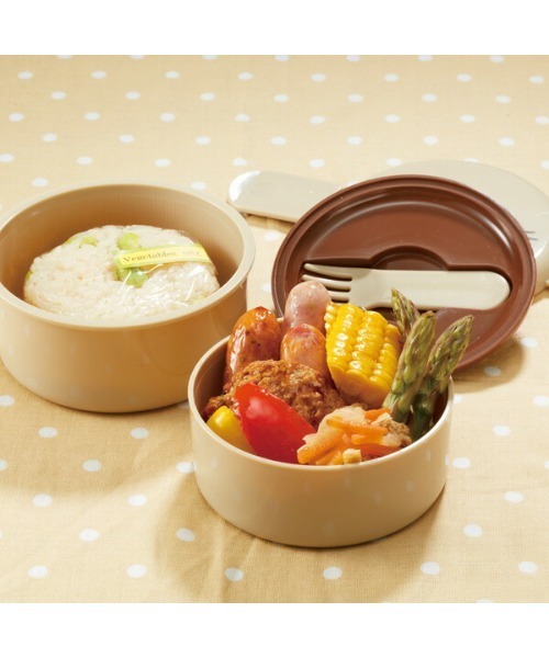 Disney（ディズニー）の「(SK)【Disney】丸型 ランチボックス 2段 フォーク付き[500ml]（お弁当箱・キッズ・ホワイト×ブラック/イエロー・ONE SIZE）」の22枚目の写真