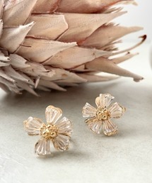 ガラスフラワーイヤリング