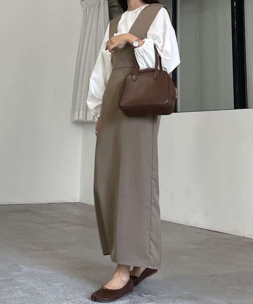 Louere（ルエレ）の「薄手ワイドショルダースカート（スカート・レディース・グレイッシュベージュ/ブラック/ブラウン/アイボリー/ベージュ・SMALL/MEDIUM/LARGE/X-LARGE）」の8枚目の写真