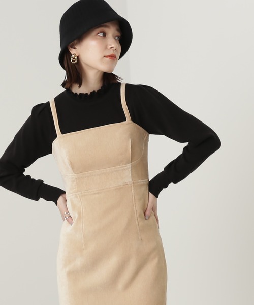 N.(N. Natural Beauty Basic)(エヌエヌナチュラルビューティーベーシック)の「◆フリルネック総針ニット(ニット/セーター・レディース・ライトグレー/ブラック/グリーン・MEDIUM)」の2枚目の写真